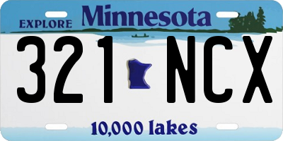 MN license plate 321NCX