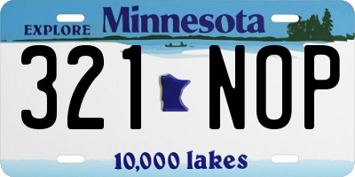 MN license plate 321NOP
