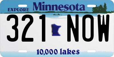 MN license plate 321NOW