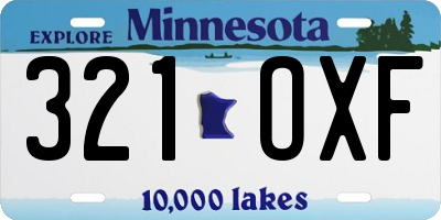 MN license plate 321OXF