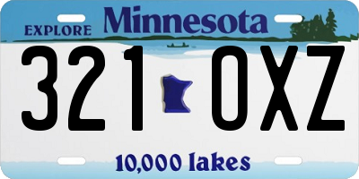 MN license plate 321OXZ