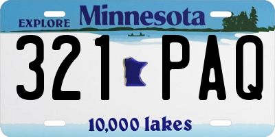 MN license plate 321PAQ