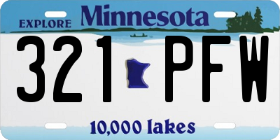 MN license plate 321PFW