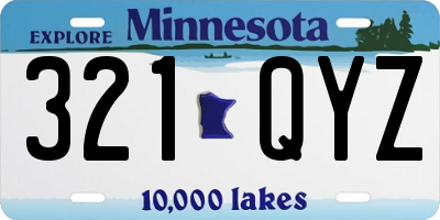 MN license plate 321QYZ