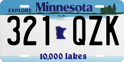 MN license plate 321QZK