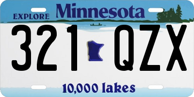 MN license plate 321QZX