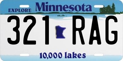 MN license plate 321RAG