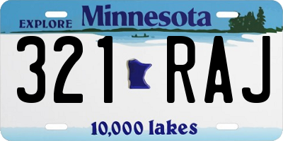 MN license plate 321RAJ