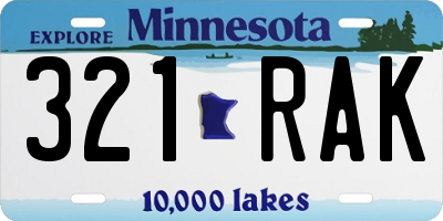 MN license plate 321RAK
