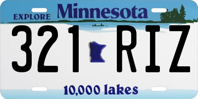 MN license plate 321RIZ
