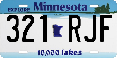 MN license plate 321RJF