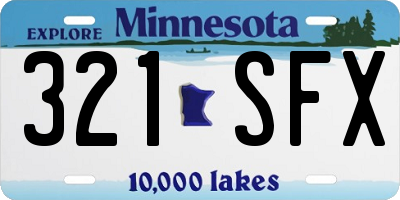 MN license plate 321SFX