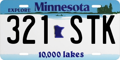 MN license plate 321STK