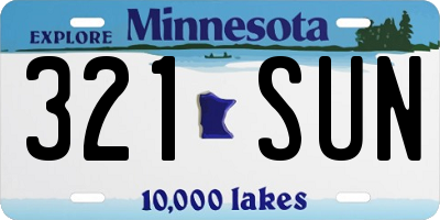 MN license plate 321SUN