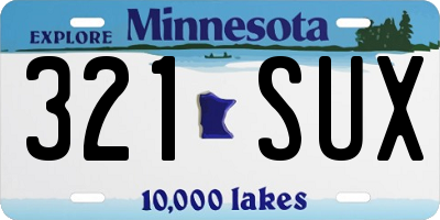 MN license plate 321SUX