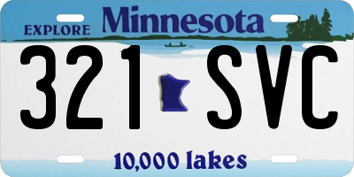 MN license plate 321SVC