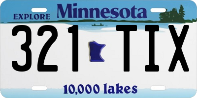 MN license plate 321TIX