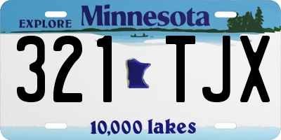 MN license plate 321TJX