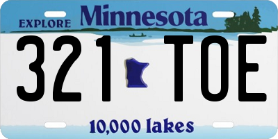 MN license plate 321TOE