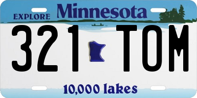 MN license plate 321TOM