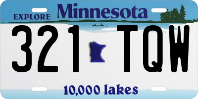 MN license plate 321TQW