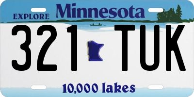 MN license plate 321TUK