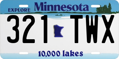 MN license plate 321TWX