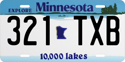 MN license plate 321TXB