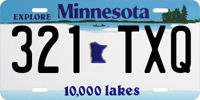 MN license plate 321TXQ