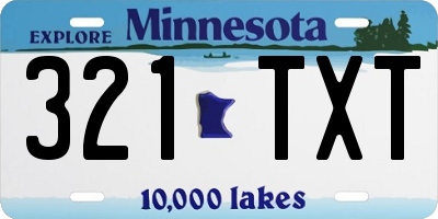 MN license plate 321TXT
