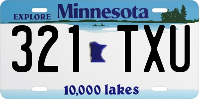 MN license plate 321TXU