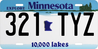 MN license plate 321TYZ