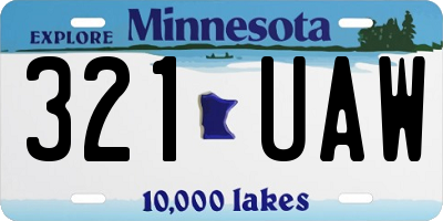 MN license plate 321UAW
