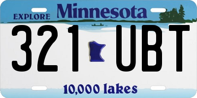 MN license plate 321UBT