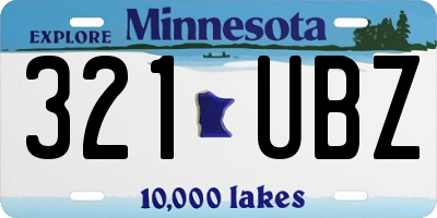 MN license plate 321UBZ
