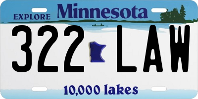 MN license plate 322LAW