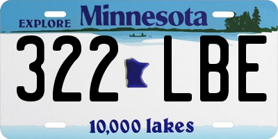 MN license plate 322LBE
