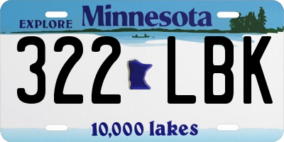 MN license plate 322LBK