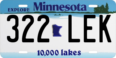MN license plate 322LEK
