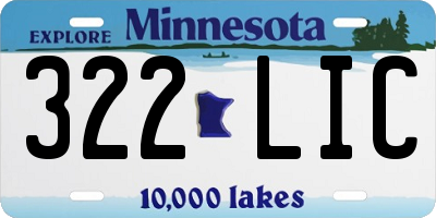 MN license plate 322LIC