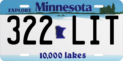 MN license plate 322LIT