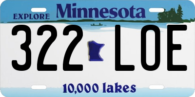 MN license plate 322LOE
