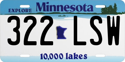 MN license plate 322LSW