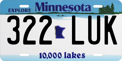 MN license plate 322LUK