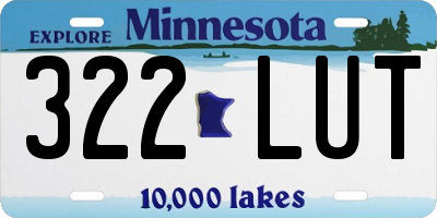 MN license plate 322LUT