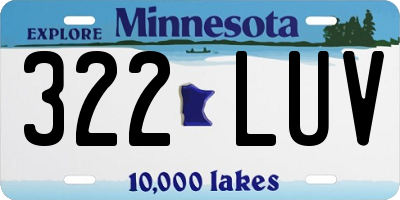MN license plate 322LUV
