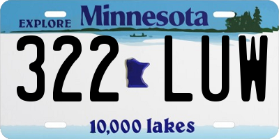 MN license plate 322LUW