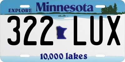 MN license plate 322LUX