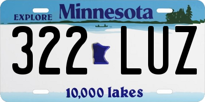 MN license plate 322LUZ