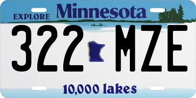 MN license plate 322MZE
